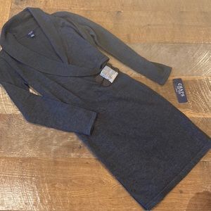 NWT Chaps Cowl Neck Dark Gray Knit Sweater Wrap Dress Medium